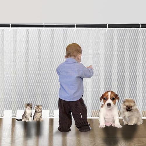 FAINCA 200*79cm Treppenschutznetz Treppe Verdicktes Netz Schutznetz Kinder | Sicherheitsnetz Treppe mit Nylonseil Langer Schnallenriemen Sicherheitsnetz für Kinder Haustiere Spielzeug