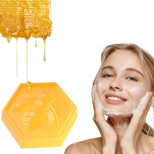 Honig Seife, Vitamin E Honigseife ätherisches Öl Seife, Propolisöl Seife Feuchtigkeitsspendend Kontrollölseife, Moisturising Handmade Natural Soap Bar, feste Handseife Körperseife mit Honig (1)