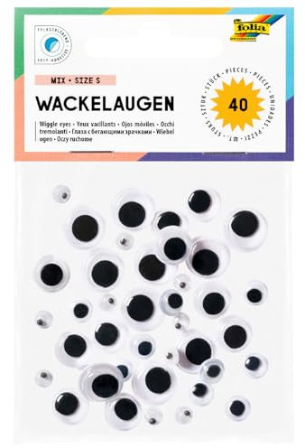 Wackelaugen Mix klein, selbstklebend, 40 Stück, 5-12mm sortiert