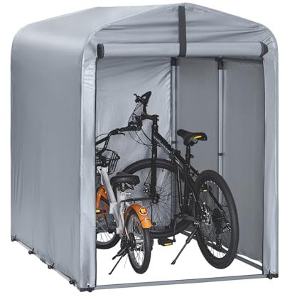 SoBuy Caseta Jardin Exterior Garaje Exterior para Coches Impermeable Carpa para Moto y Bicicletas Garage Moto para Exterior Cobertizo Jardín Plateado 120x176x163 cm KLS11-K