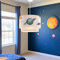 lux.pro Kinderzimmer Lampe Lurgan Deckenleuchte E27 LED-geeignet Hängelampe mit Stoffschirm doppelt Planeten-Motiv 70 cm hoch Weiß