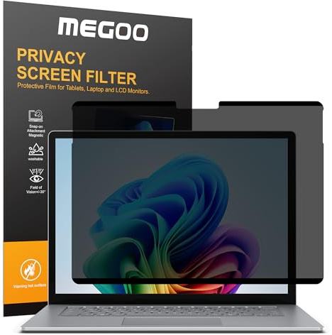 MEGOO Privacy Screen for Surface Laptop 13 inch (2025), Magnetic Anti-Spy Film, Anti-Glare, Blue Light Filter, Washable Nano Adhesive, Removable Design