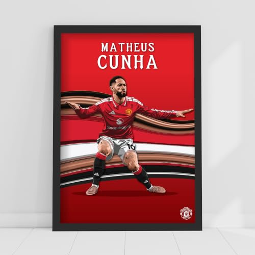 Themed Manchester United FC Print - Cunha 26/27 Illustration Player Poster Football Wall Art (42cm x 59.4cm - A2)