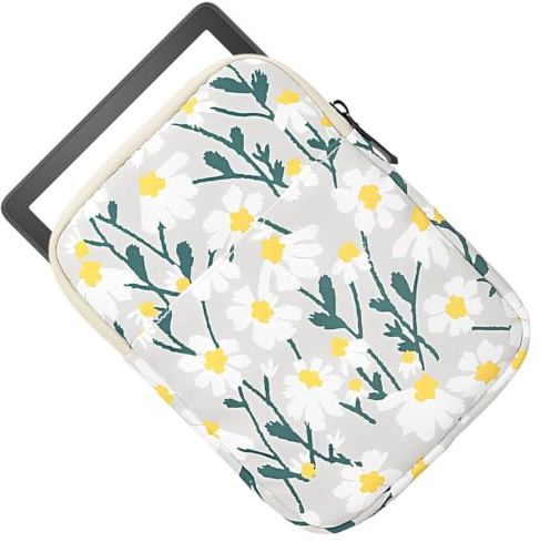 KIRZAX 6-7 Gänseblume-Brodierung Sleeve, für 7 Kindle Paperwhite Neu/Colorsoft Signature, 6 Kindle, 6.8 Paperwhite, Kobo/Tolino eReader - Beige