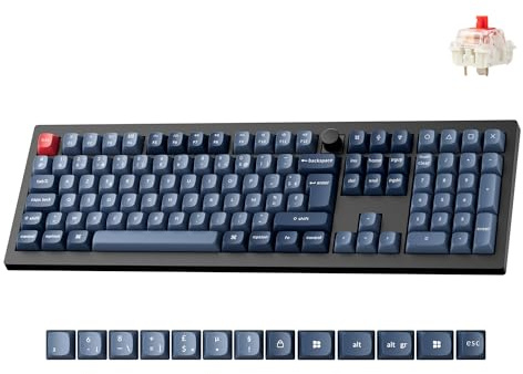 Keychron V6 Max Mechanische Tastatur, 100 % AZERTY, 2,4 GHz/Bluetooth/kabelgebunden, programmierbar, QMK, RGB, 4000 mAh, Hot-Swap, Gaming-Tastatur für Mac/Win/Linux, Gateron Jupiter Schalter, Rot