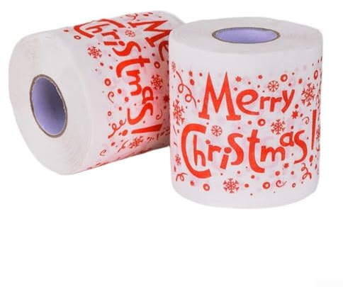 Papier toilette imprimé de Noël, rouleaux de papier toilette fantaisie pour décoration de Noël (C)