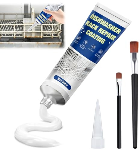 XINGHUO Masilla Plastico, Pintura Lavavajillas, 50 ml, Impermeable Elástica | Revestimiento Estante Lavavajillas, Blanco, Reparación Duradera para Cubiertos, Resistente al Agua y Golpes