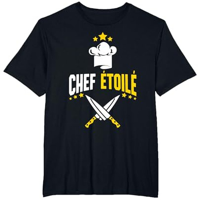 Chef Etoilé Couteaux Cuisine Cuisinier Homme Femme Cadeau T-Shirt, Homme Grandes Tailles, Noir, 3X Tall