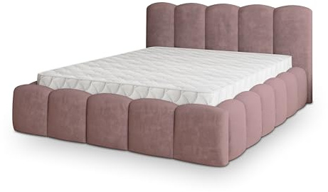 Masseno Polsterbett FALINA K 120x200 cm, Doppelbett, Bettkasten, Stauraum, Lattenrost Und Kopfteil - Rosa, Kronos 27