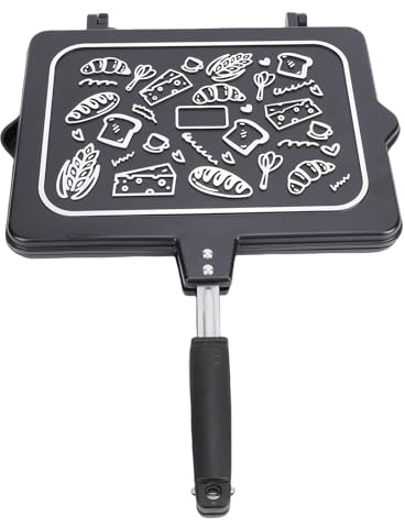 TYCIONG Poêle à Double Face Antiadhésive, Chauffage Efficace au Gaz pour la Cuisine Familiale, Petit Déjeuner, Fabrication en Alliage D'aluminium 13,6x18,9 Pouces