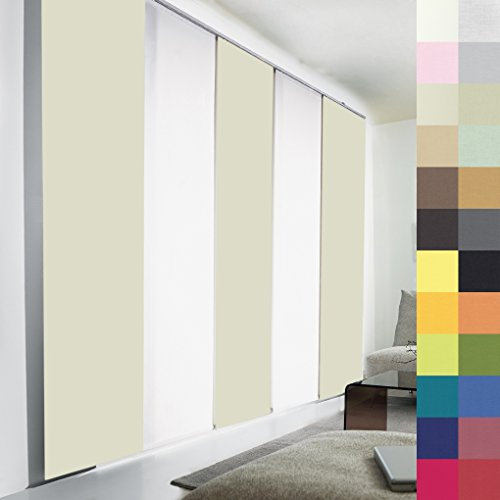 Sun World Schiebegardinen nach Maß, hochqualitative Wertarbeit, alle Größen verfügbar, Maßanfertigung, Schiebevorhang, Raumteiler, Flächenvorhang, Blickdicht (250cm Höhe x 80cm Breite/Beige)