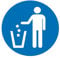 2 x Place Rubbish in Bins - Info Warning Square Sign Removable Self Adhesive Waterproof Durable Vinyl Label Sticker 150mm x 150mm