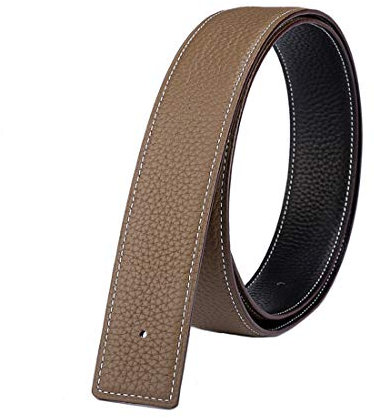 Vatee's Wendbare Echtledergürtel für Männer/Frauen Ersatzgurt ohne Schnalle 38mm breit 115cm lang Schwarz & Khaki
