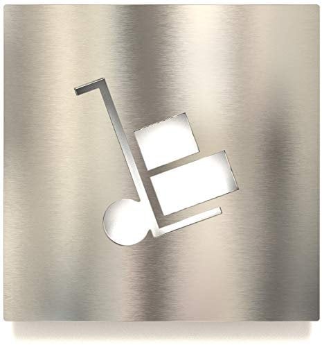 Edelstahl Hinweis-Schild Lager - selbstklebend & pflegeleicht - Design Piktogramm - Türschild H-06-E