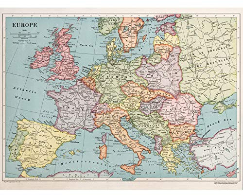 Artery8 Karte Whitneygraham 1930 Europa Politische Ungerahmter extragroßer Druck