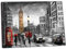artsprints London Street Big Ben Black Cub Red Phone Box Bus Bild in Schwarz Weiß Farbe Reproduktion Druck auf gerahmter Leinwand Wandkunst Heimdekoration 60 x 40 cm - 38 mm Tiefe