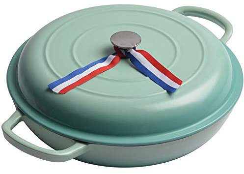 Xin Casserole Dish Cast Iron Braising Pan Round, Shallow Induction Casserole,Non Stick Enamel Coating, Good Sealing,for All Heat Source, 30cm