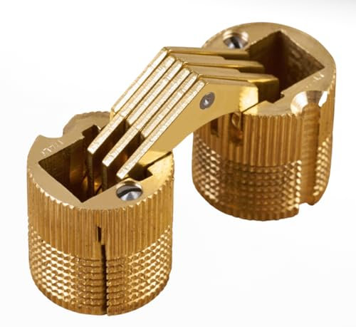 Gedotec Scharniere - verdecktes Einbohrscharnier | 1 Stück Möbelscharnier aus Messing | ZYSA | Einbohrband für Holz-Dicke 20-26 mm | Schrankscharnier rund für Bohr-Ø: 14 mm | Öffnungswinkel 180°