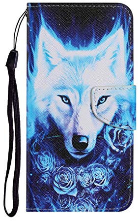 AIFILLE Flip PU Leder Hülle Kompatibel mit iPhone 6/ iPhone 6S Handyhülle mit Muster Blauer Wolf Brieftasche Herren Stoßfest Schutzhülle mit Telefon Klapphülle Standfunktion Tier Schutzhülle