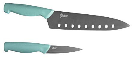 Steuber 2-tlg. Messer Set, Chefmesser & Spickmesser, scharfe Titanium-beschichtete Stahlklingen, ergonomischer Griff