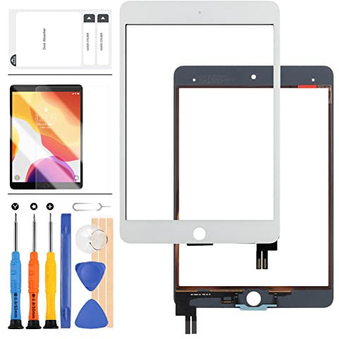 Digitalizador de Pantalla táctil para iPad Mini 5 5ª generación 2019 A2124 A2125 A2126 A2133 7.9 Pulgadas de Vidrio Frontal, con Kit de reparación + Protector de Pantalla (Blanco)