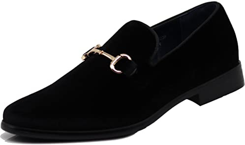 SPT03 Men's Vintage Plain Velvet Dress Loafers Slip On Shoes Classic Tuxedo Dress Shoes