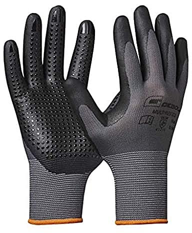 Gebol Multi Flex Eco | Arbeitshandschuhe mit Noppen | Nitrilhandschuhe für einen sicheren Griff | Für Herren | Größe L (Gr 9) | Grau | 1 Paar