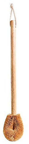 Lintat Escobilla de baño con palma de natural, cepillo de limpieza con mango largo de madera, 49 x 8 cm
