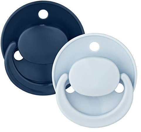 Baby Nova Silikon Beruhigungssauger Runde Kirschform Schnuller 2er Pack 0-24 Monate (Blau/Hellblau)