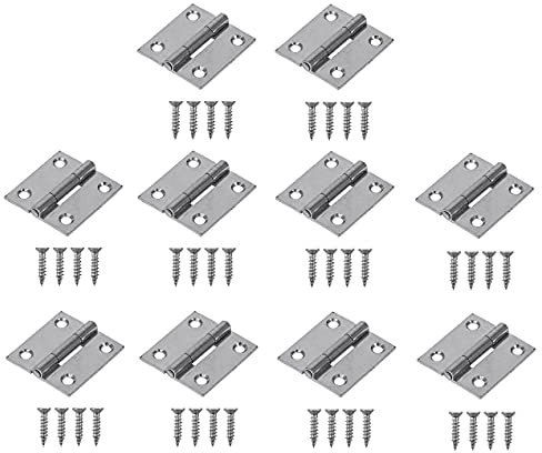 TERF® 10 Pcs Zinc Plated Stainless Steel Butt Hinges 25mm Door Butt Hinges Folding 25mm [1 inch] Silver for Home Furniture Bathroom Cabinet Window Internal Doors Including Fixing Screw