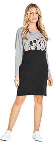 Disney Robe Sweat Femme - Robe Pull Stitch - Sweat Oversize à Capuche (Gris Chiné, M)