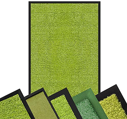 Schmutzfangmatte GRÜN - XXL Teppich für Flur Eingang Eingangsbereich innen & außen - Türmatte Sauberlaufmatte Fußabtreter Fussmatte - rutschfest & pflegeleicht (90 x 150 cm, Rhine)