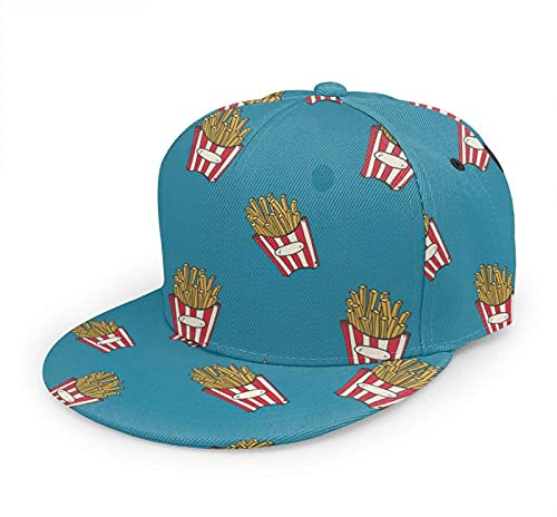 Oaieltj Unisex Baseball Cap Damen Herren Einstellbare Snapback Flat Bill Brim Baseball Cap Cool Hip Hop Hat, Pommes Frites, Blau, One size