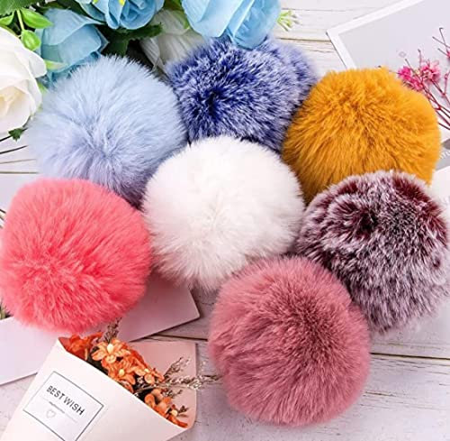 NC 10Pcs DIY Mix Farben Flauschige Pompom Ball Pelz Pom Poms für Hut Schuhe Schals Tasche Charms Kunstpelz Pompom Ball Kunstpelz Pom Pom