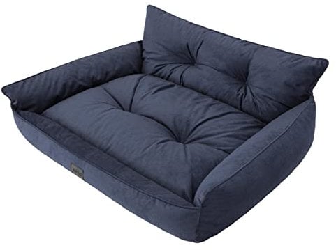 DOGGY Hundebett Haustierbett Hundeliege Gesteppt Hundekissen Bett Sofa Hundematratze Tierbett Hundesofa Matratze, Navy Blau Fancy, L - 64 x 49 cm