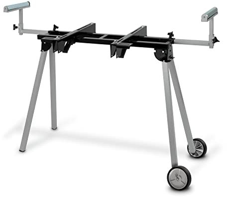 EBERTH Maschinenständer mit Rollen Maschinentisch Kappsägen Untergestell, universal, längenverstellbar 1230 - 2700 mm, 136 kg Tragkraft, 830 mm Tischhöhe, 2 Schnellspanner, Füße klappbar, fahrbar