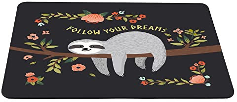 Silent Monsters Mauspad 240 x 200 mm Stoff Mousepad Faultier Follow Your Dreams, rutschfest & leise, Gaming Büro Office Homeoffice - 24 x 20 cm Mouse Pad Mat - Mausunterlage klein für alle Maus Arten