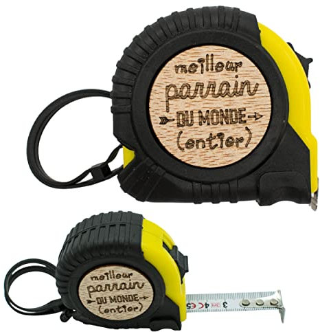 ERNESTINE - Mètre ruban je t'aime parrain - cadeau parrain choix annonce grossesse - cadeau parrain accessoire homme - mètre pliant personnalisable famille - cadeau homme anniversaire Noël naissance
