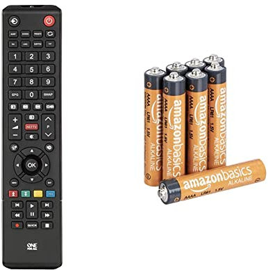 One For All Toshiba TV Replacement remote URC1919 – Works with ALL Toshiba televisions black & Amazon Basics AAAA 1.5 Volt Everyday Alkaline Batteries - Pack of 8