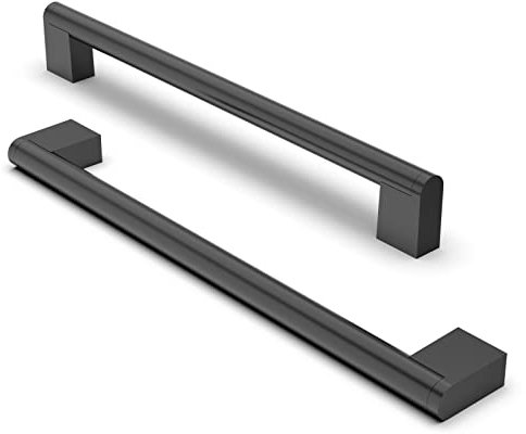FURNIWARE 10 Pack Cabinet Pulls, Hardware Drawer Handles, Stainless Steel Kitchen Cabinet Door Handles Pull, Matt Black-224mm(8.8 Inch) Hole Center