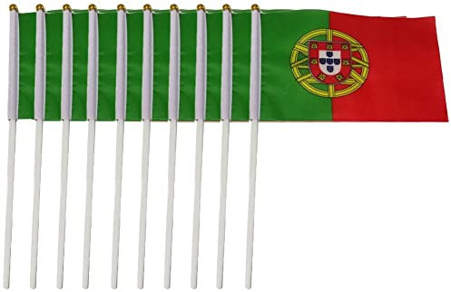 Luxylei Drapeau 2022, Portugal Hand Held International Stick Flag Small Mini Flag Round National Flags, Party Decorations Supplies for Parades,Festival