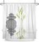 SDOTPMT 180x243cm Basalte Pierres Bambou Feuilles Rideau de Douche Spa Japonais Thème Zen Méditation Rideau de Bain Blanc Arrière-Plan Rideau de Baignoire pour Salle Bains avec Crochets