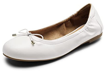 DREAM PAIRS Damen Ballerinas Schuhe Klassische Flache Ballerinas Damen Elegant mit Geschnürte Schleife,Size 39,Weiss,SDFA2310W-E