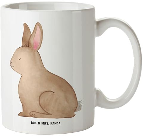 Mr. & Mrs. Panda XL Tasse Hase Sitzen - Ostergeschenke, Osterdeko, Geschenk, XL Becher, Osternest, Grosse Kaffeetasse, Geschenke zu Ostern, Jumbo