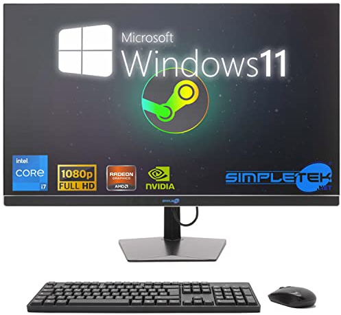SIMPLETEK - All in One i7 10° Gen AiO 27 Windows 11 Pro 32GB SSD 2TB mit GPU GTX1650 4GB WiFi6 + BT 5.2 + Webcam | Ideal zum Bearbeiten / Gaming