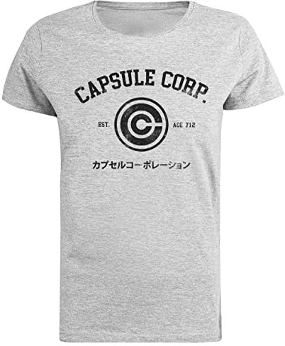 JINBETEE Capsule Corp. T-Shirt Gris À Manches Courtes pour Femmes