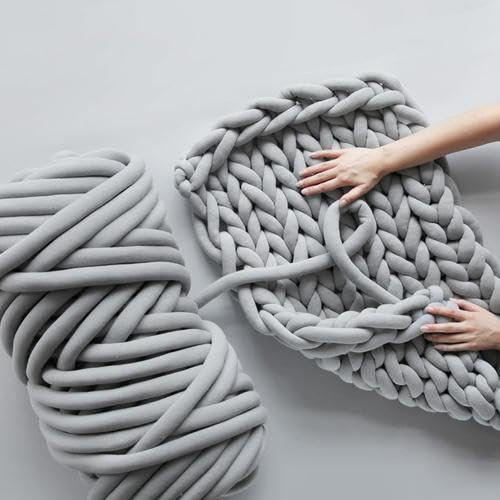 Yuragim Dicke Wolle zum Handstricken, 500g Länge 25M Sperrige Armstricken Wolle Chunky Yarn Wolle zum Häkeln Dickes Garn, DIY Hand Chunky Strickdecke für Sticken Werfen Sofa Decke (Dunkelgrau)