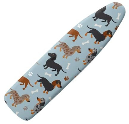 COEQINE Dachshund Print Ironing Board Cover With Cute Dogs Washable Dortable Non Slip Elastic Edge Hook Loop For Women