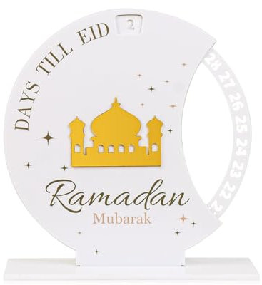 Cranight Ramadan Adventskalender, 30 Tage Ramadan Countdown, Ramadan Tischdekoration für Eid Mubarak, Blau Ramadan Dekorationen für Zuhause, Ramadan Geschenke, Basteldekorationen, Weiß
