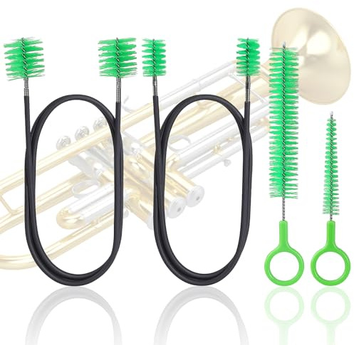 4-teiliges Trompetenbürstenreinigungsset, Trompetenbürste, Mundstückbürste, Ventilgehäusebürste, flexible Bürste, Premium-Posaunen-Reinigungsset, flexible Bohrungsbürste, Mundstückbürsten für Ventil